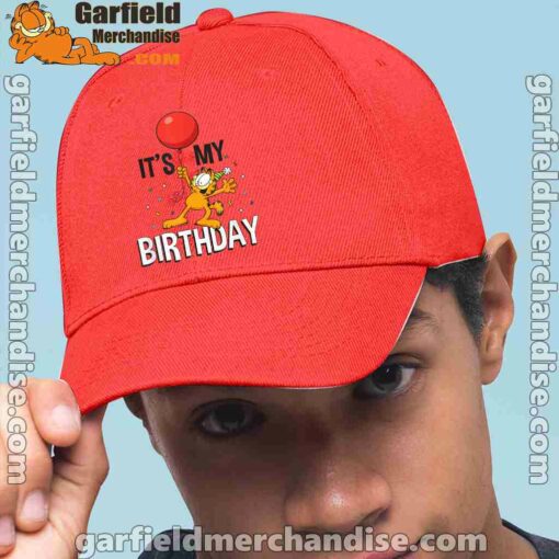 garfield its my birthday confetti celebration red hat