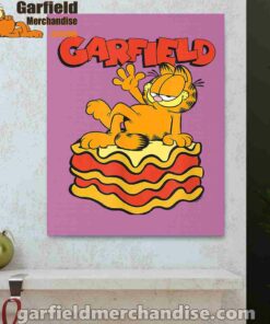 garfield lasagna slice pose pink canvas