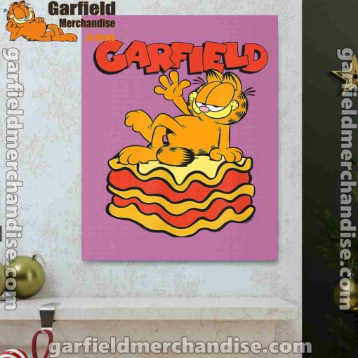 garfield lasagna slice pose pink canvas