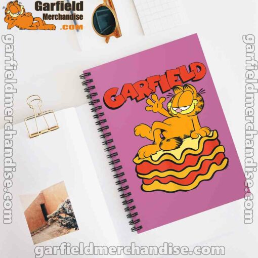 garfield lasagna slice pose pink notebook