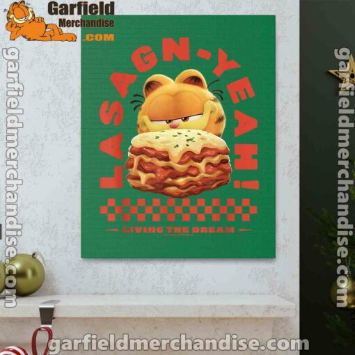 garfield lasagna yeah green canvas