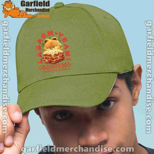 garfield lasagna yeah green hat