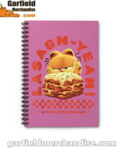 garfield lasagna yeah pink notebook