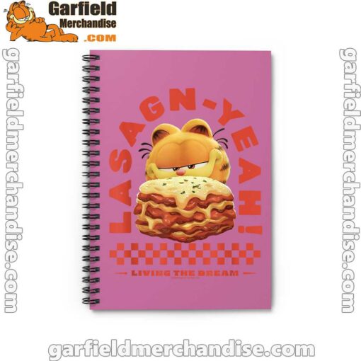 garfield lasagna yeah pink notebook