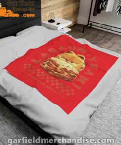 garfield lasagna yeah red blanket