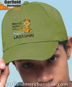 garfield mmm lasagna is life green hat