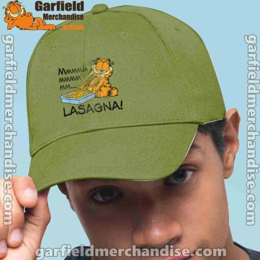 garfield mmm lasagna is life green hat