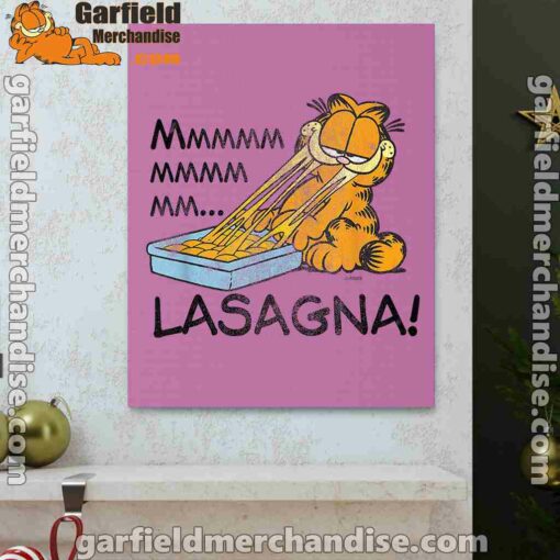 garfield mmm lasagna is life pink canvas