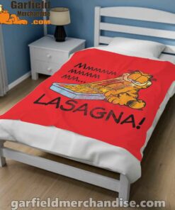 garfield mmm lasagna is life red blanket