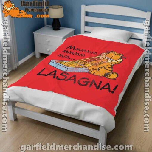 garfield mmm lasagna is life red blanket