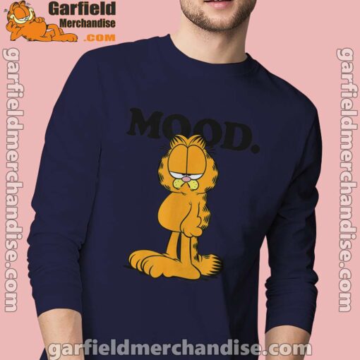 garfield mood too tired to care men navy long sleeve