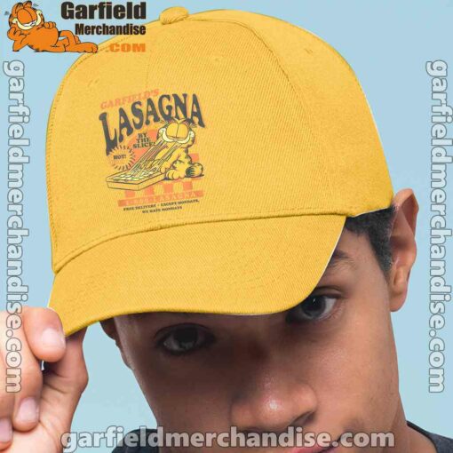 garfield vintage the slice garfields lasagna men yellow hat