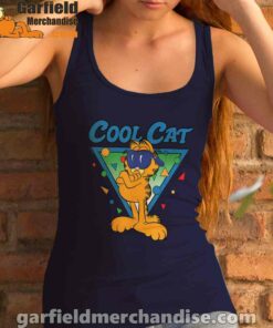 being weird is just another way of cool garfield navy tank top with women