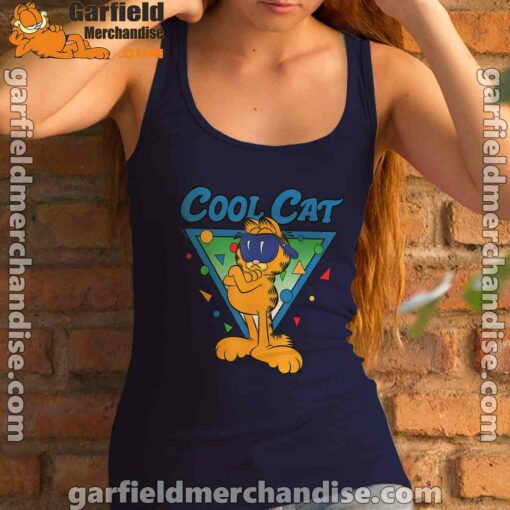 being weird is just another way of cool garfield navy tank top with women