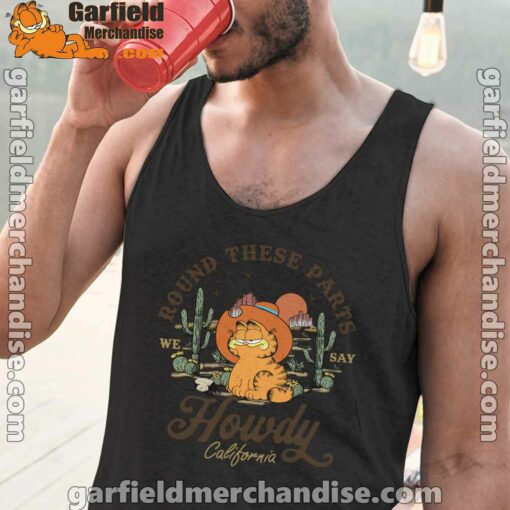 california howdy garfield cowboy black men tank tops