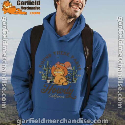 california howdy garfield cowboy blue men hoodie male