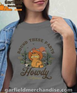 california howdy garfield cowboy gray shirt for women