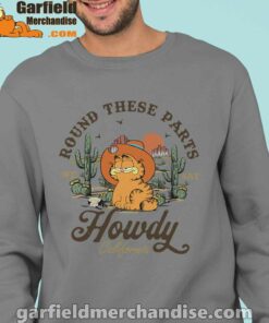 california howdy garfield cowboy men gray sweatshirts