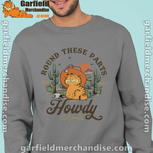 california howdy garfield cowboy men gray sweatshirts