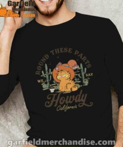 california howdy garfield cowboy men's black long sleeve