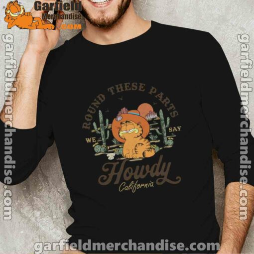 california howdy garfield cowboy men's black long sleeve