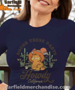 california howdy garfield cowboy navy long sleeve women