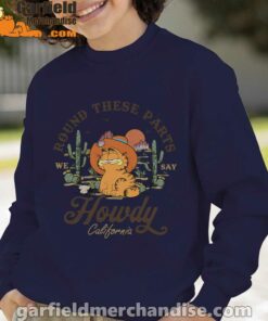 california howdy garfield cowboy navy sweatshirt for kid boy