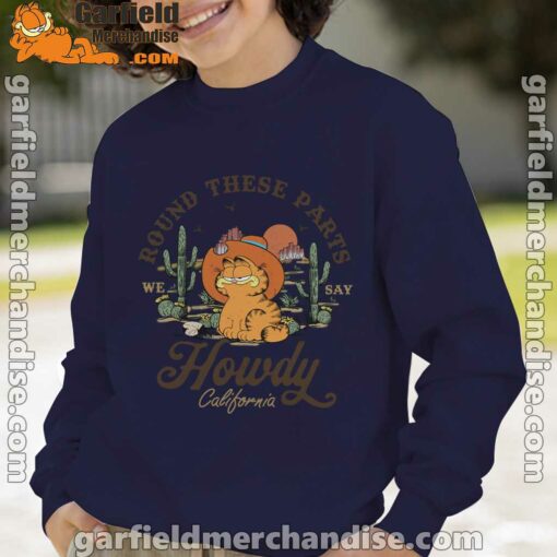 california howdy garfield cowboy navy sweatshirt for kid boy