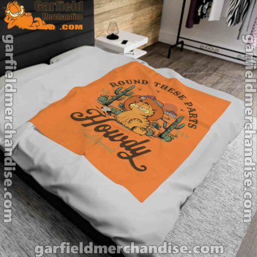 california howdy garfield cowboy orange blanket