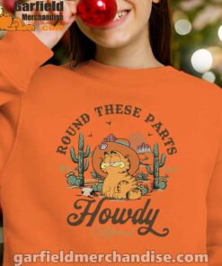 california howdy garfield cowboy orange sweatshirts for kid girl