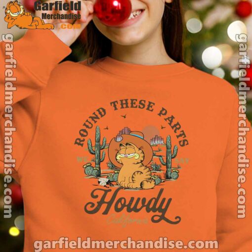 california howdy garfield cowboy orange sweatshirts for kid girl