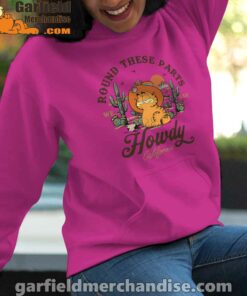 california howdy garfield cowboy pink women hoodie female