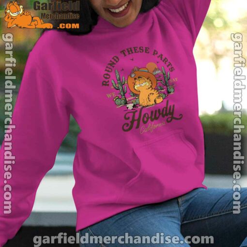 california howdy garfield cowboy pink women hoodie female