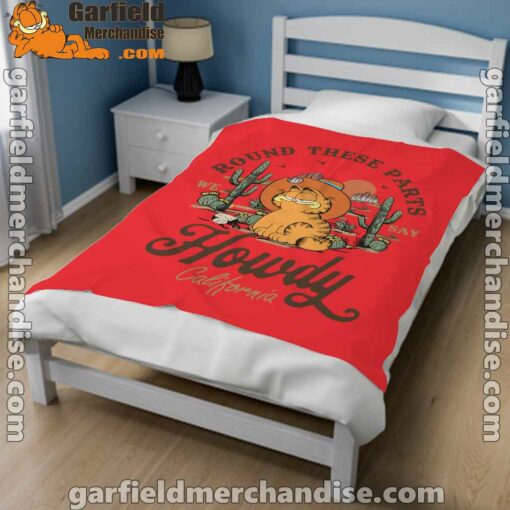 california howdy garfield cowboy red blanket