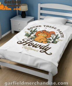 california howdy garfield cowboy white blanket