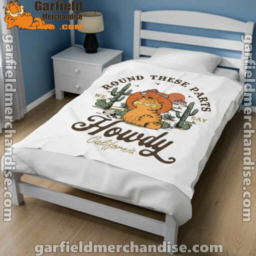 california howdy garfield cowboy white blanket