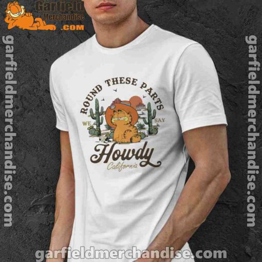 california howdy garfield cowboy white men shirt