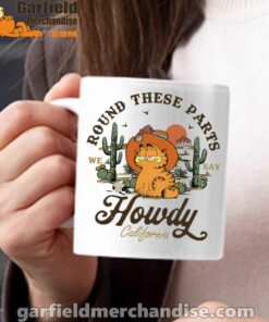 california howdy garfield cowboy white mug