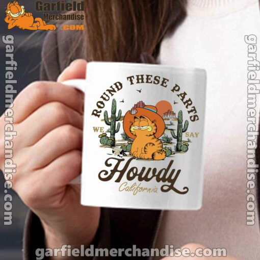 california howdy garfield cowboy white mug