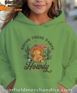 california howdy garfield cowboy youth girl green hoodie