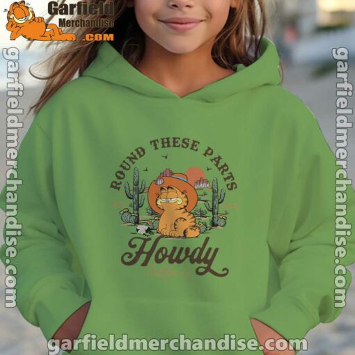 california howdy garfield cowboy youth girl green hoodie