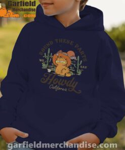 california howdy garfield cowboy youth kid navy hoodie