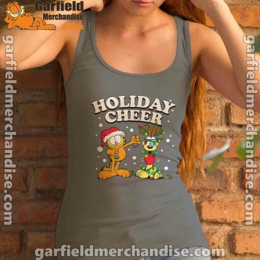 christmas garfield holiday cheer odie brown tank top women