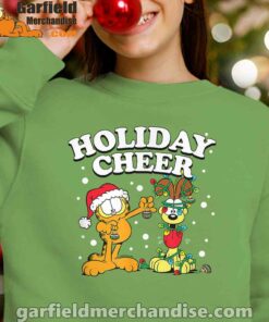 christmas garfield holiday cheer odie green girl sweatshirt