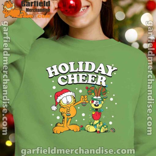 christmas garfield holiday cheer odie green girl sweatshirt