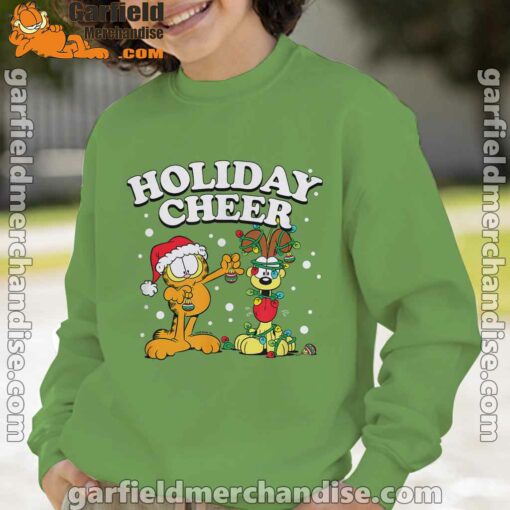 christmas garfield holiday cheer odie green sweatshirt kids boy