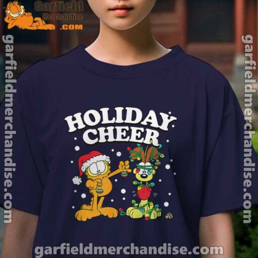 christmas garfield holiday cheer odie kids girl navy t shirt