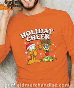 christmas garfield holiday cheer odie long sleeve orange men