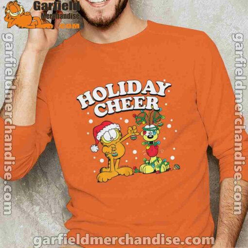 christmas garfield holiday cheer odie long sleeve orange men