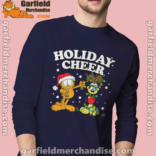 christmas garfield holiday cheer odie men navy long sleeve